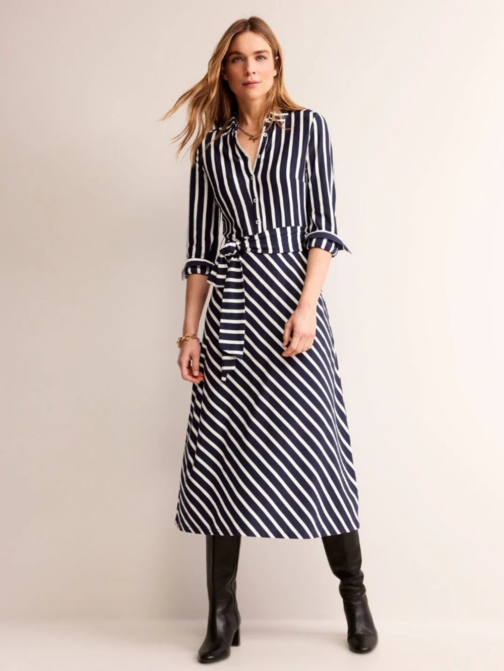 Boden Laura Jersey Midi Shirt Dress 2P